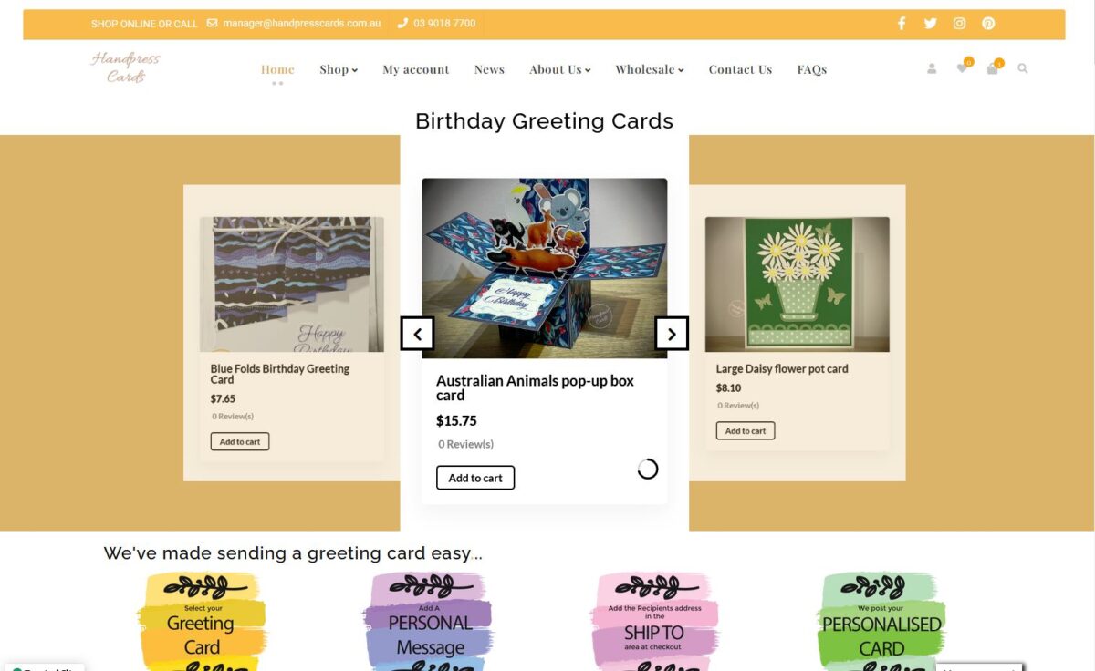 handpress cards australia website